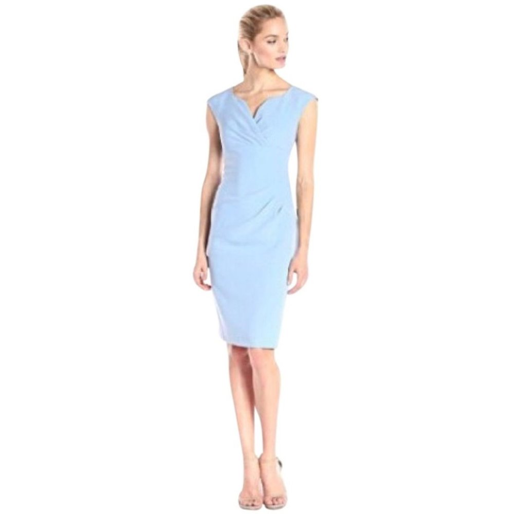 Adrianna Papell Ice Blue Surplice Sheath Cocktail Dress